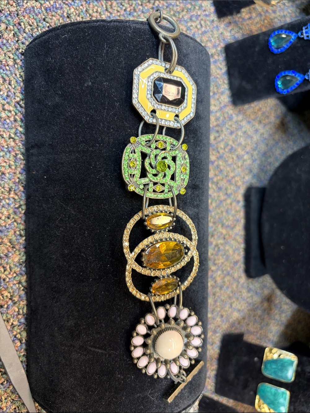 Plunder Yellow, Green & Pink Mixed-Motif Link Bracelet